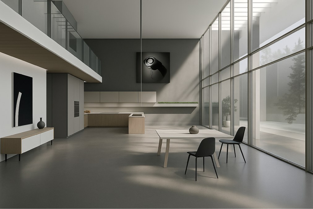 Cocina de diseño moderno y elegante con luz natural, ideal para hogares exclusivos en Cádiz
